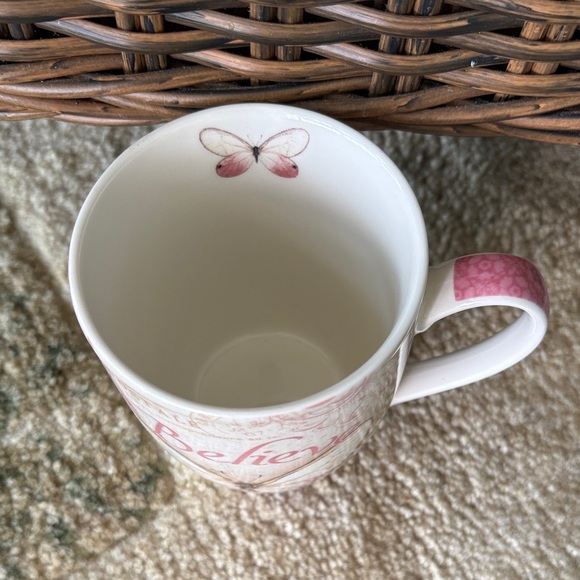 NWOT “Believe” Butterfly Mug - Pink and Cream - Picture 2 of 7